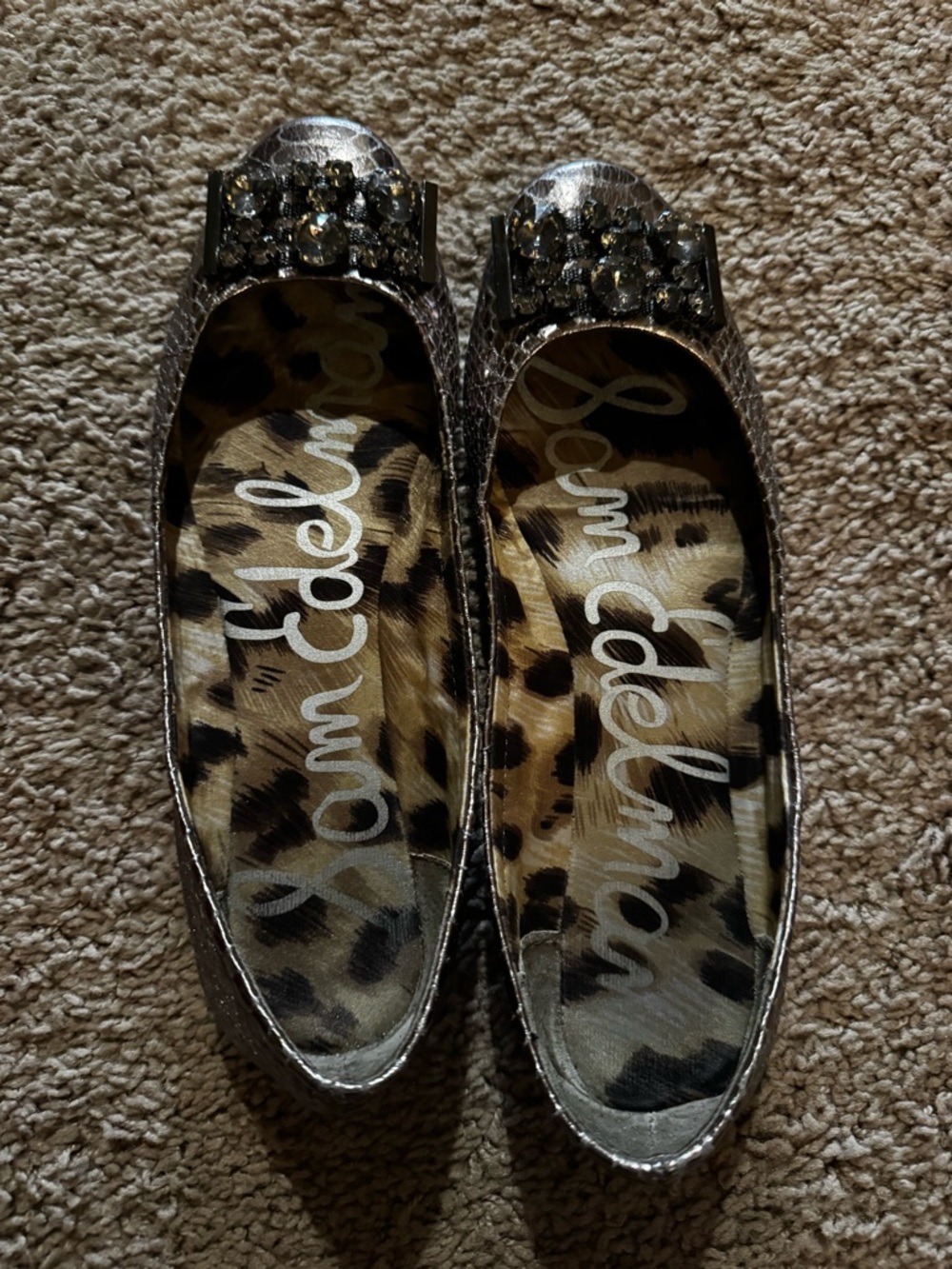Sam Edelman Metallic Leopard-Print Ballet Flats